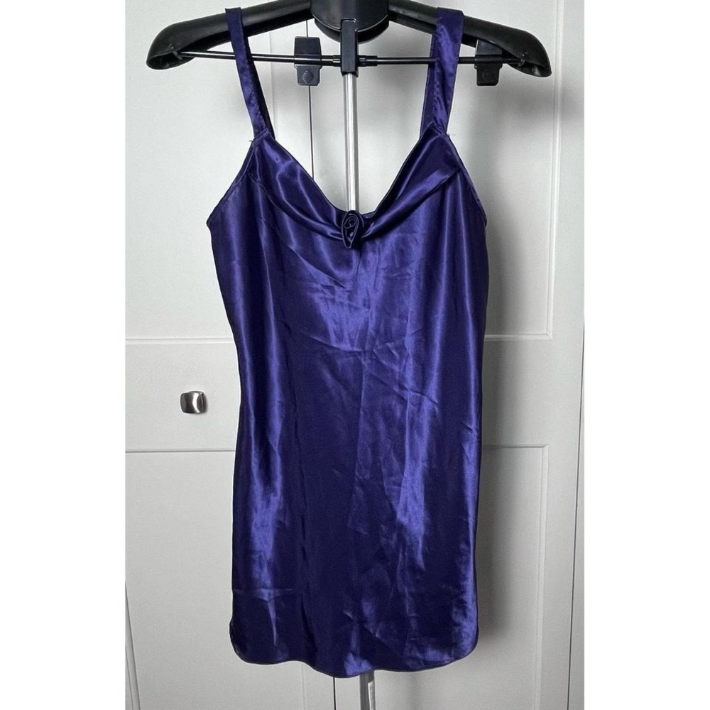 Vintage California Dynasty Satin Slip Chemise Purple Nightgown Size Small USAβ